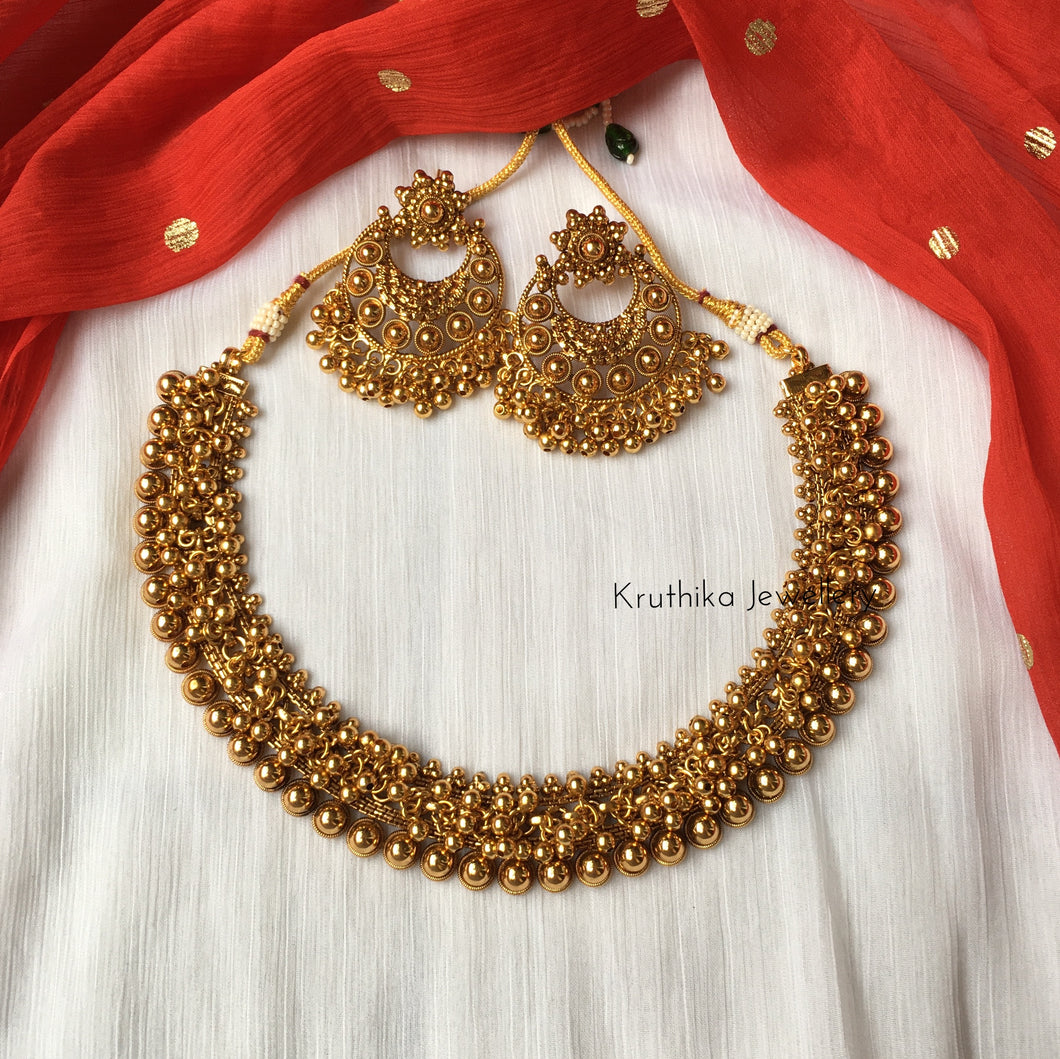 Cluster ghungroo beads necklace set NC49