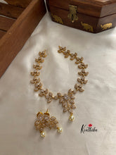 Gold finish CZ leaves necklace NC758