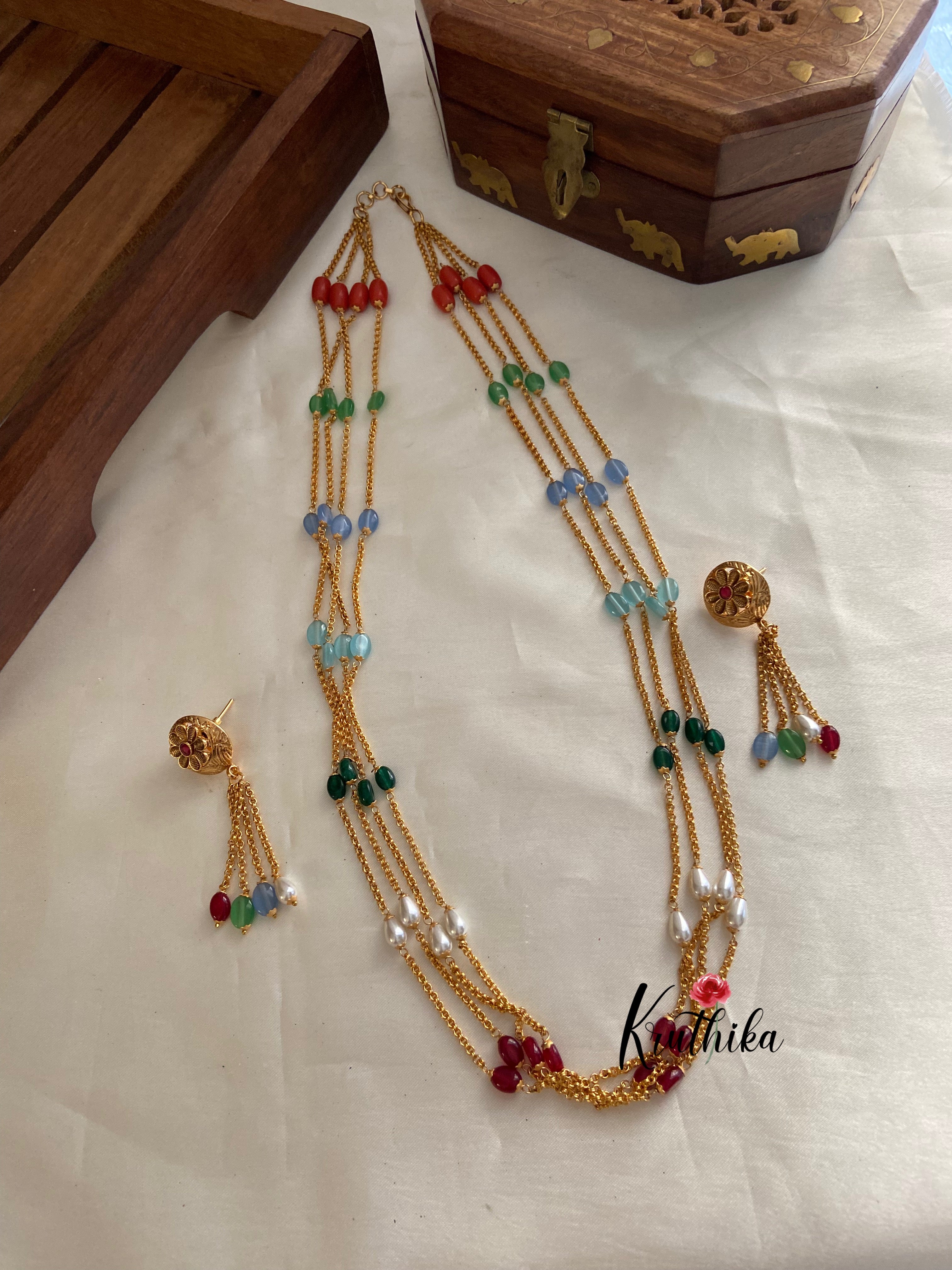 7 Color Beans Contemporary 7 color beads chain NC686 – Kruthika Jewellery