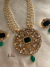 Jadau pearls emerald maala LH365