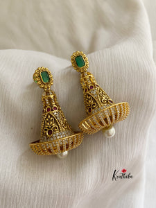 Antique Intricate bell Jhumkas E140