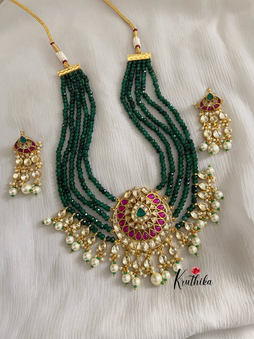 Premium Kundan Jadau Crystals necklace set KN12