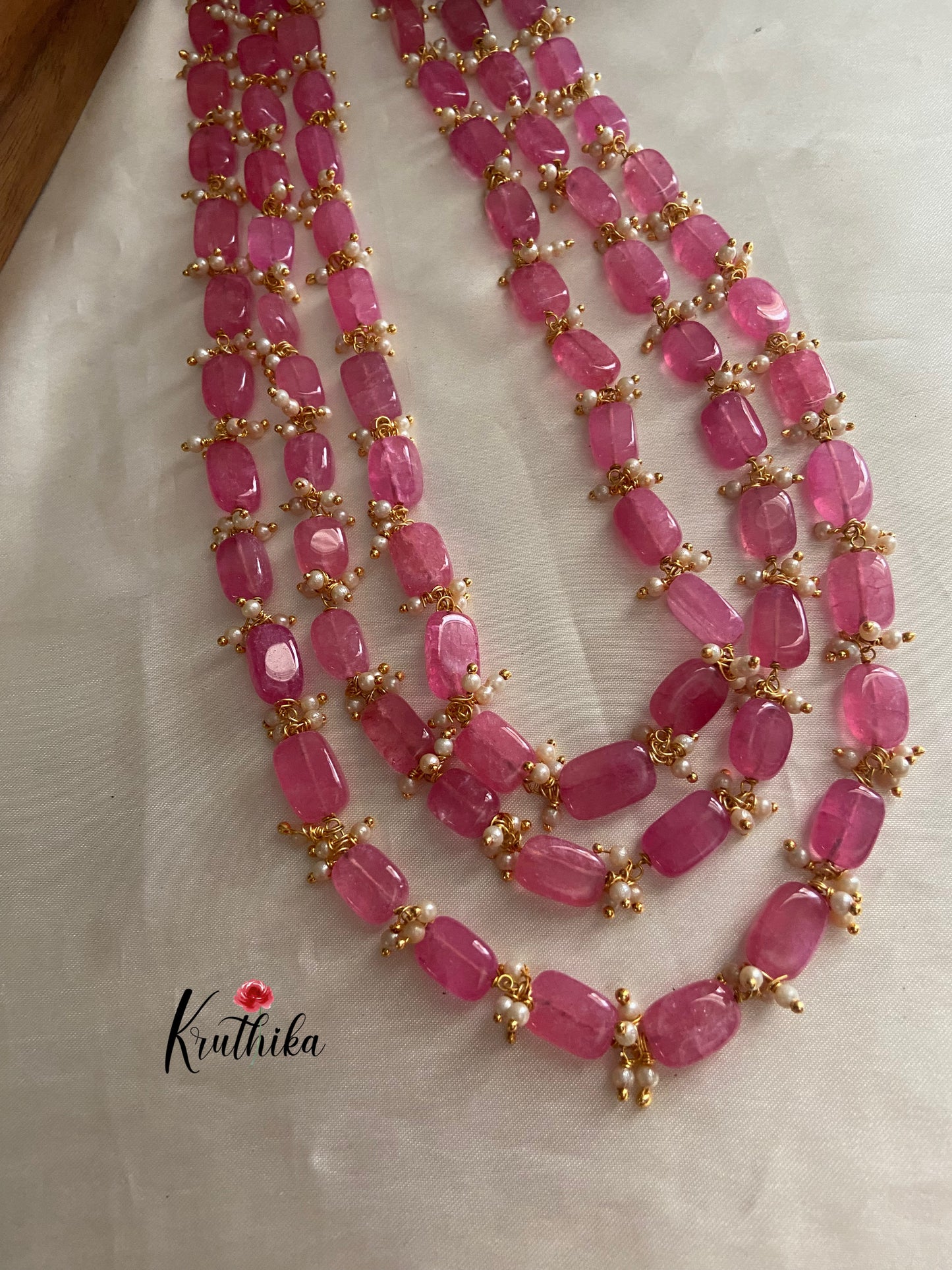 Three lines beads pearls maala LH416 (6 colors available)