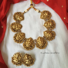 Antique Temple Necklace set golden bead drops NC98