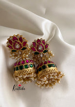 Premium quality kundan jadau Lotus Jhumkas E198