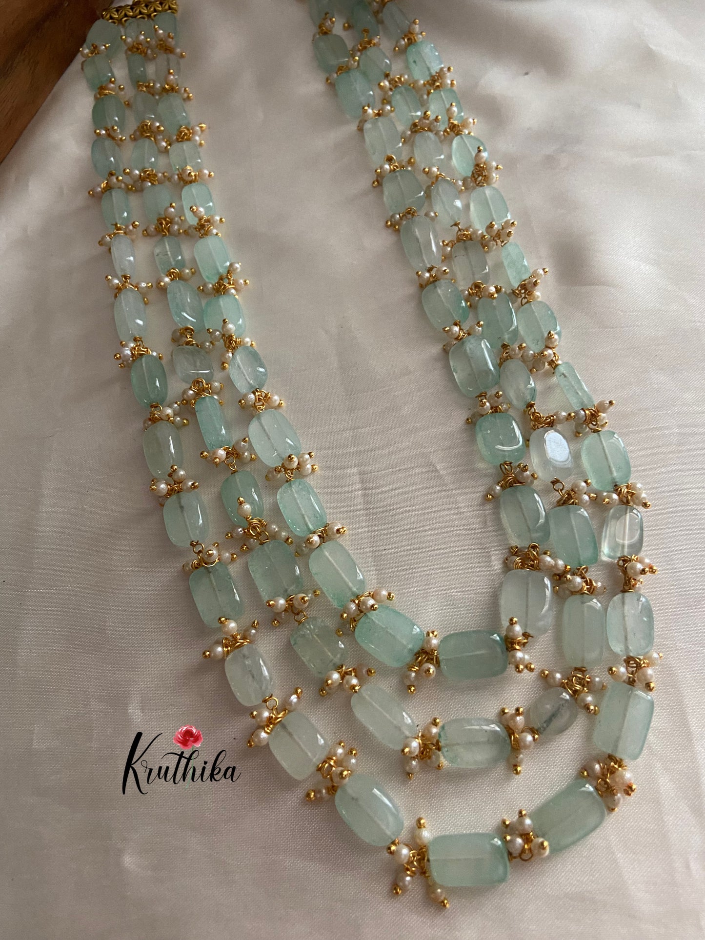 Three lines beads pearls maala LH416 (6 colors available)