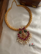 Pipe necklace set with Jadau krishna pendant rice pearl drops NC535
