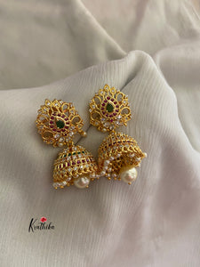 Gold finish CZ pearlJhumkas E153