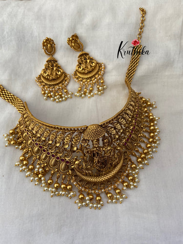 Premium polish Radha Krishna Cutwork bridal choker NC313