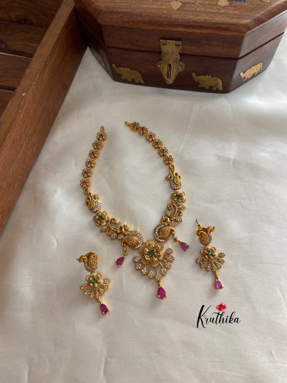 Simple cz peacock necklace NC725