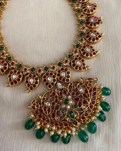 Vintage Pachi kundan Mango Necklace with green bead drops NC428