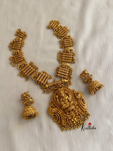 Intricate matte finish Lakshmi Devi Elephants gunghroo necklace Nc410