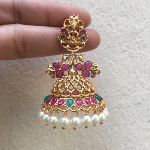 Buy 1 Gram Gold Impon Lakshmi Devi Earrings Studs Online