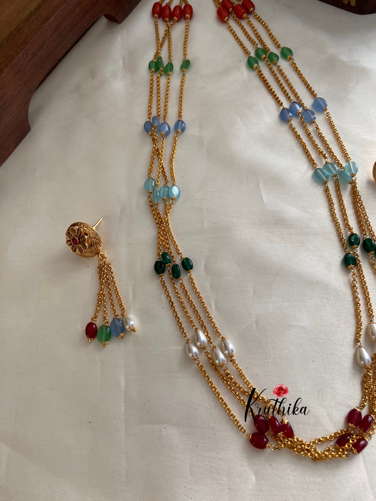 Contemporary 7 color beads chain NC686
