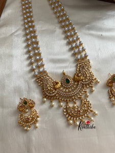 Pearls haaram with AD peacock pendant LH316