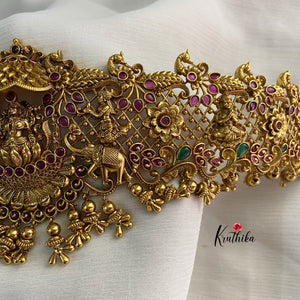 Premium Antique finish Lakshmi Devi elephants Vaddanam (Hip belt) V71