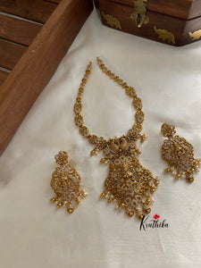 Premium polish AD Lakshmi Devi peacock necklace NC760