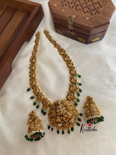 Premium polish Lakshmi peacock emerald with green bead drops haaram LH338