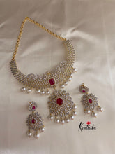 Gold finish CZ Ruby necklace NC484