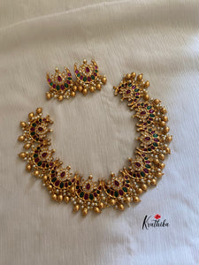 Half moon kemp golden beads necklace NC416