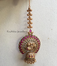 Peacock kemp Jhumkas with earchains E65