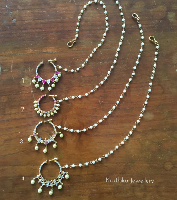 Nath (nose ring ) with pearl side chain N1
