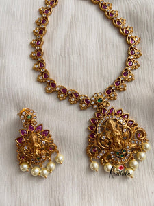 Simple Ruby Lakshmi devi necklace Nc472