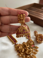 Premium matte finish Ruby haaram with Lakshmi Devi pendant LH214