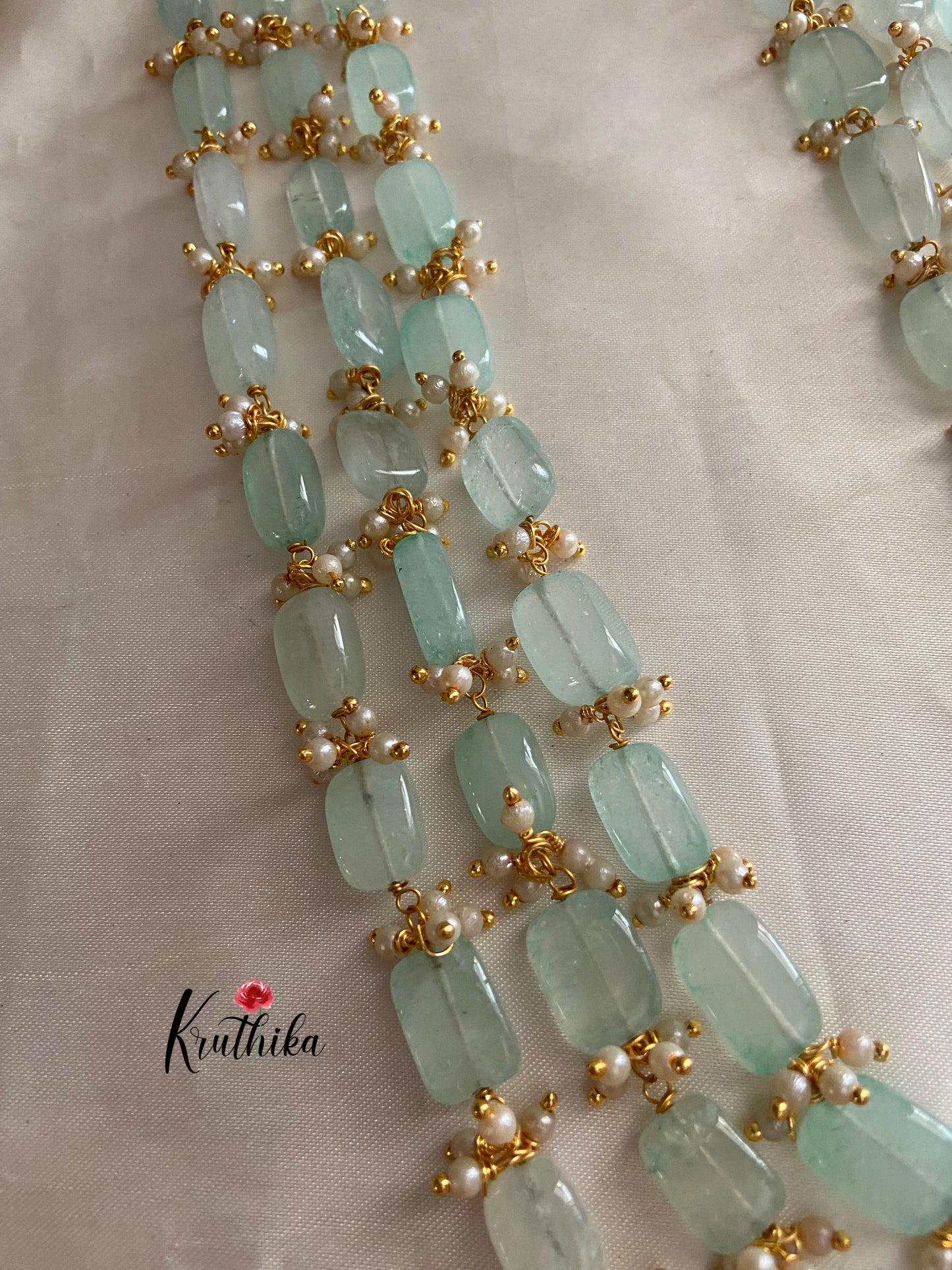 Three lines beads pearls maala LH416 (6 colors available)