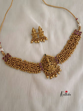 Cluster golden beads choker with Lakshmi Devi pendant NC349