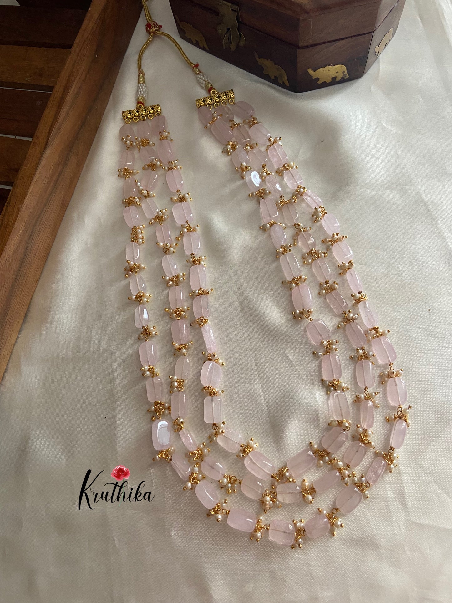 Three lines beads pearls maala LH416 (6 colors available)