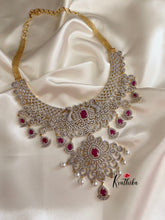 Grand CZ Gold finish Peacock Ruby Necklace NC483
