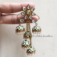 Long Kundan jhumka drop earrings