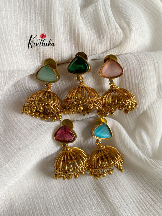 Simple stone Jhumkas E188