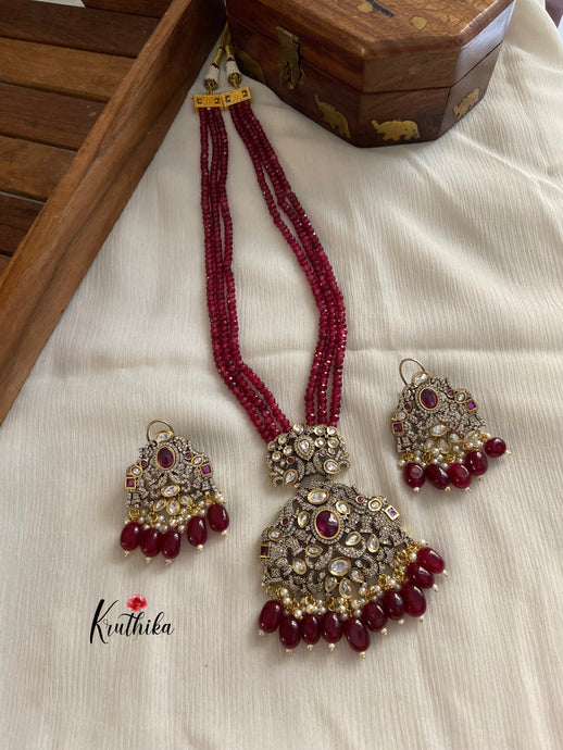 Victorian Maroon beads Haaram LH387