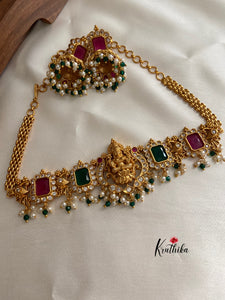Elegant Lakshmi Devi green beads choker NC498