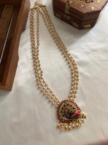 Pearls maala with Jadau peacock pendant LH249