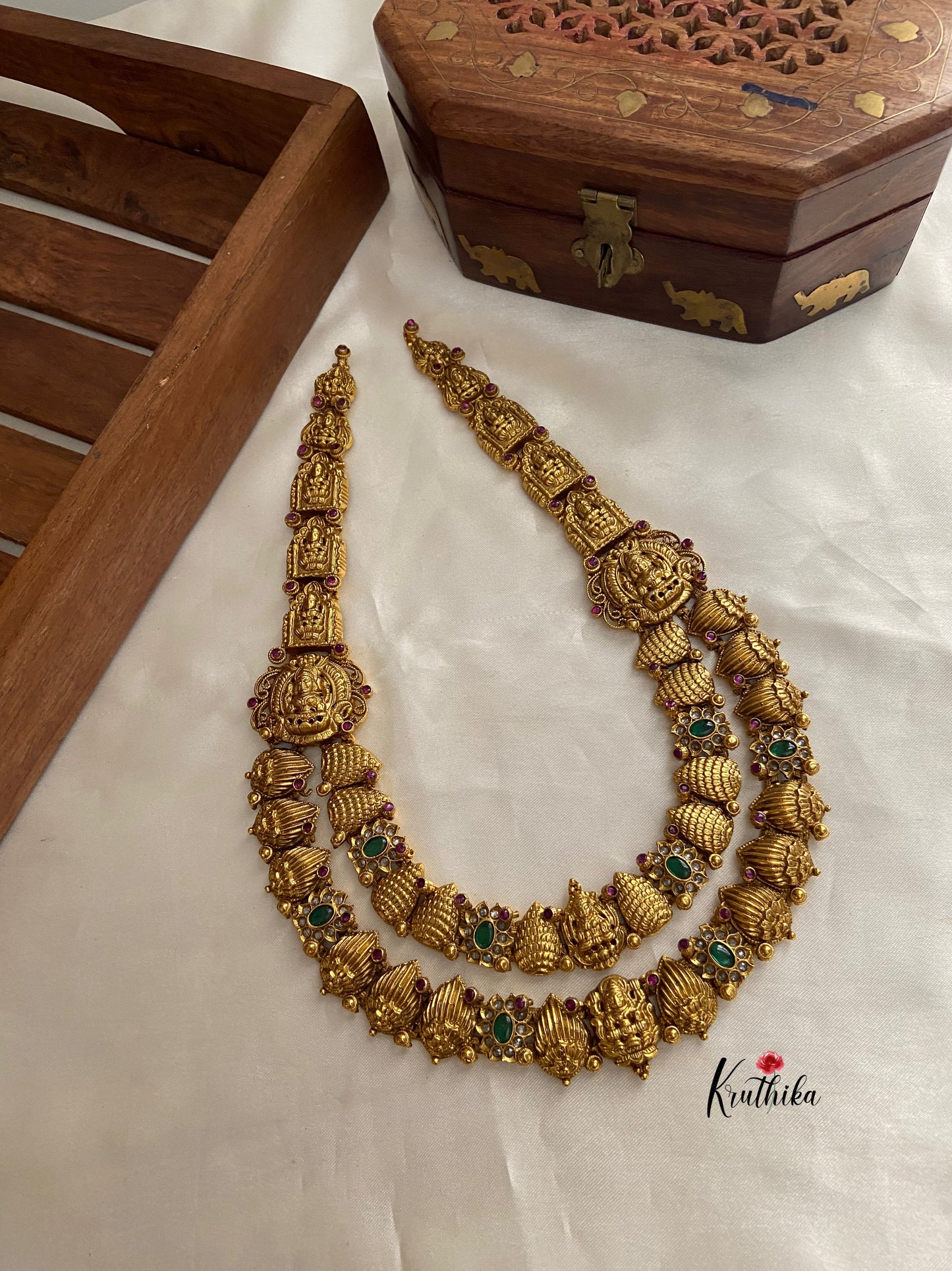 Two layer antique polish Lakshmi haaram LH393