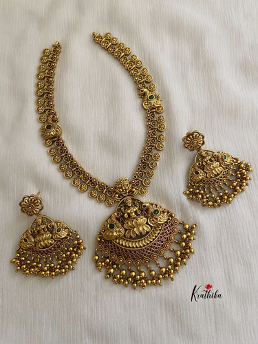 Antique finish peacock Lakshmi Devi necklace NC355
