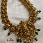 Premium polish Lakshmi Devi peacock green bead drops Haaram LH380